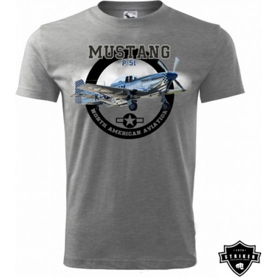 Tričko Striker Mustang P-51 sivé