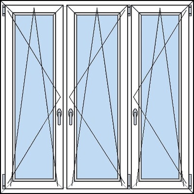 OknaDvereNaMiru.cz Trojkřídlé plastové okno OS + OS + OS 120 x 50 cm