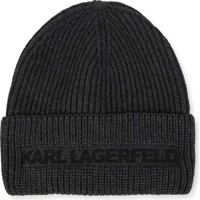 Karl Lagerfeld Детска памучна шапка Karl Lagerfeld в сиво от плътен трикотаж от памук (Z21039)