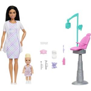 Mattel Barbie комплект за игра Професии - зъболекарка с черна коса (JMK15)