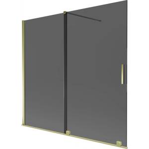 Mexen Velar двукрилен плъзгащ екран за баня 170 x 150 см, графит, златен - 896-170-000-41-50 (896-170-000-41-50)