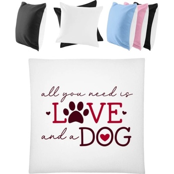 Darčeky PrintEQ Štvorcový Farebný Vankúš Dizajn s motívom Láska a pes Biela/Čierna 40x40
