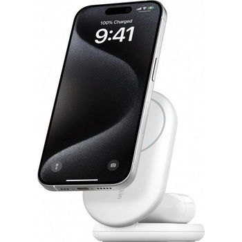 Belkin Boost 2in1 Foldable WIZ028 Magnetic/Qi/Qi2 Inductive Charger 15W + PSU, Бял (WIZ028VFWH) (WIZ028VFWH)