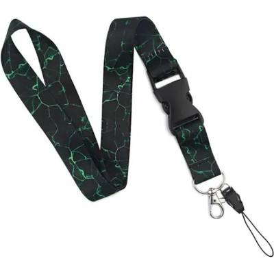 Šňůrka na krk Lanyard Mramor černý se zelenou