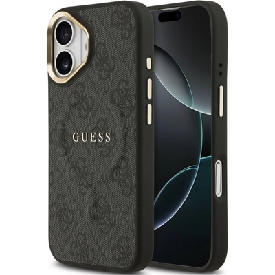GUESS Калъф Guess - 4G Gold Frame, iPhone 17, MagSafe, черен (3666339519032)