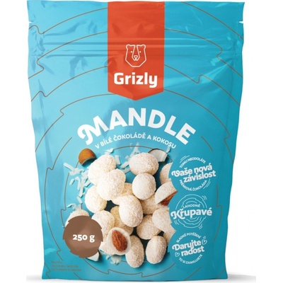 Grizly Mandle v bílé čokoládě s kokosem 250 g