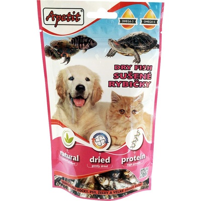 Apetit DRY FISH Sušené rybičky pro kočky psy vodní želvy ryby a plazy. 50 g