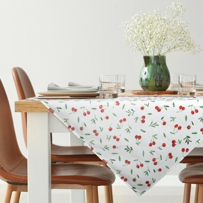 Takoy Ubrus na stůl odolný proti skvrnám 85x85 cm bílo-červený s motivem třešní - CHERRY-HF-485337 | 85 x 85 cm