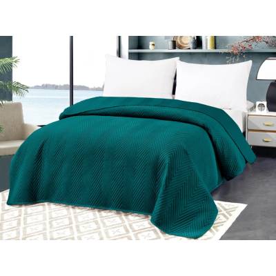 Textilomanie Tyrkysový sametový přehoz na postel ARROW VELVET 170 x 210 cm