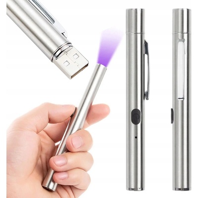 Bailong 08361 Magnetické pero LED svítilna tester UV USB stříbrné