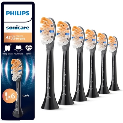 Philips Sonicare Premium All-in-One HX9096/88 резервни глави за четка за зъби Black 6 бр