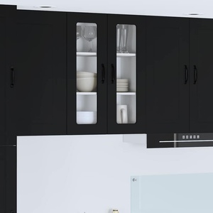 vidaXL Стенен стъклен шкаф PORTO Черно 60 x 31 x 80 см (885436)