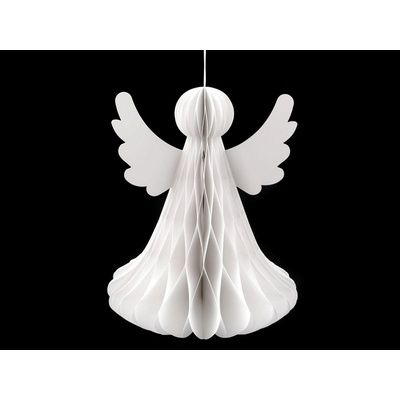 Prima-obchod Papírový skládací anděl k zavěšení 32 cm, barva bílá