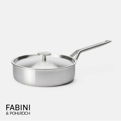 Hluboká pánev FABINI & Pohlreich 2.0, ø 24 cm (2,5 l) - Nerezová beznýtová hluboká pánev z vícevrstvé nerezové oceli s poklicí