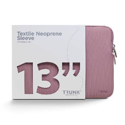 Textile Neoprene Laptop Sleeve - удароустойчив неопренов калъф за Macbook Pro 13 и Macbook Air 13 (от модел 2017 и по-нов) (розов)