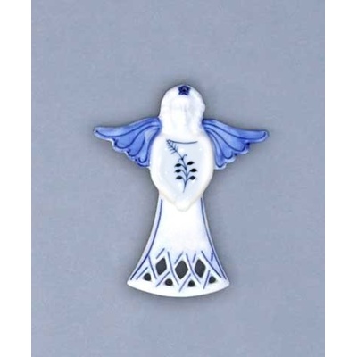 Cibulák Vánoční ozdoba anděl větvička 11 cm originální cibulákový porcelán Dubí cibulový vzor 10606-40