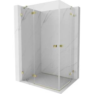 Mexen Lunar Duo лява окачена душ кабина 120 x 100 см, прозрачна, златна - 834-120L-100P-50-00 (834-120L-100P-50-00)