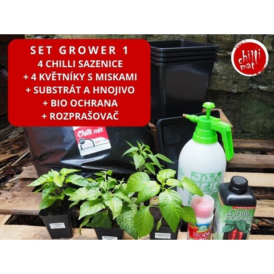 CHILLIMAT Chilli sazenice SET GROWER 1 4 kusy sazenic + vše pro pěstování