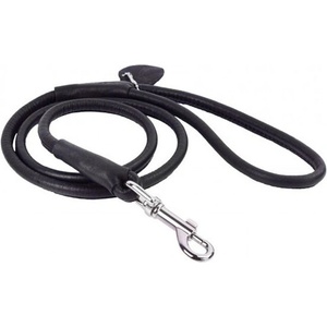 COLLAR Кръгъл кожен повод за кучета - 183см, 6мм - черен
