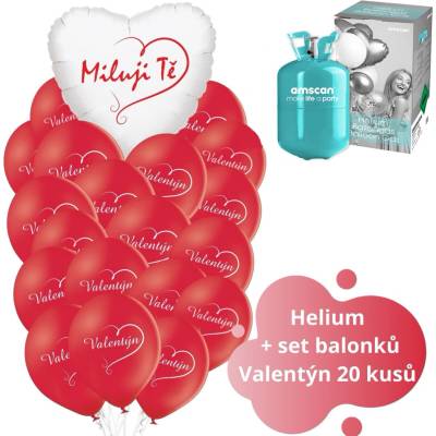 balonky.cz Helium 30 set srdíčko Miluji Tě + balónky Valentýn