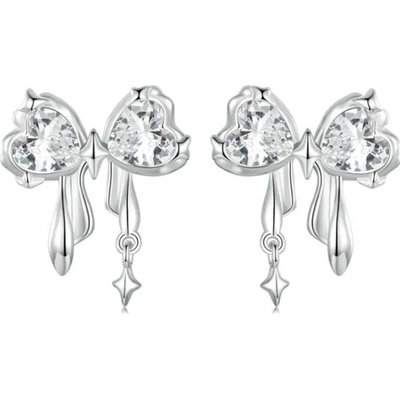 Grace Silver Jewellery stříbrné náušnice s mašličkami a zirkony E-BSE1061/243 stříbrná