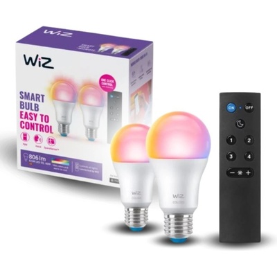 Philips Wiz Colors 8720169074972 LED žiarovka E27 A60 8,5W/806lm 2200-6500K+RGB 2-set + diaľkový ovládač