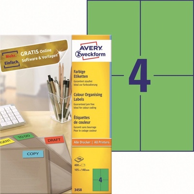 Avery Zweckform 100 listů, A4, zelené 3458