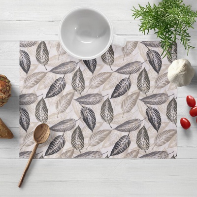 Biante Dekoračné prestieranie PML-056 Zeleno-čierne listy na béžovom 30x40cm