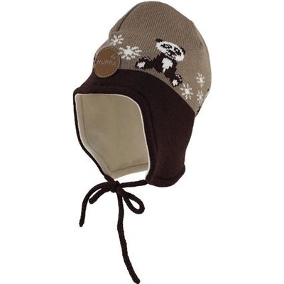 Huppa dětská pletená čepice Karro beige/brown