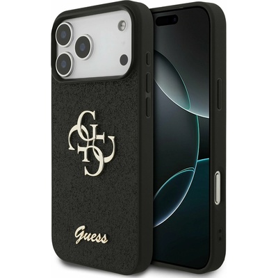GUESS PU Fixed Glitter 4G Metal Logo Заден калъф за iPhone 17 Pro Max Black Guess | Cheren | МЪЖЕ | UNI