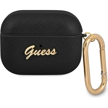 Guess Калъф Guess GUAPSASMK Saffiano Script Metal Collection за AirPods Pro, черен (GUE001436)