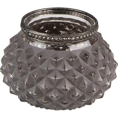 Skleněná čajová svíčka Houder Grey 11*8 cm – 11x8 cm