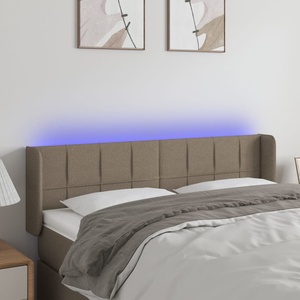 vidaXL LED горна табла за легло, таупе, 147x16x78/88 см, плат (3123238)