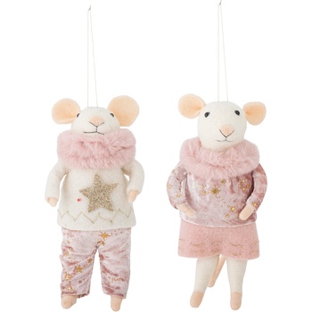 Bloomingville Peo XL, коледни играчки, мишки, розови (82061881)