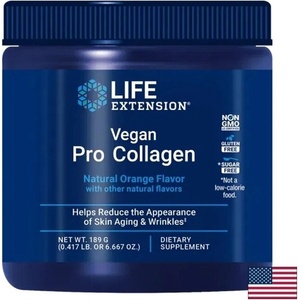Life Extension Коса и кожа - Веган Про Колаген, 189 g прах, с аромат на портокал (02528 LE)