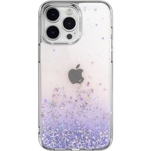 Pouzdro DFANS DESIGN transparentní se třpytkami iPhone 14 Pro Max - fialové