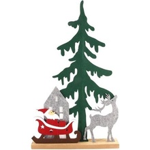 SVENSKA LIVING SANTA CLAUS NA SANÍCH S PLSTĚNÝM STROMEM 31.5CM