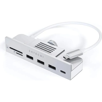 Satechi USB-C Clamp Hub iMac 24 - алуминиев USB-C хъб и четец за SD, microSD карти за iMac 24 (2021) (сребрист)