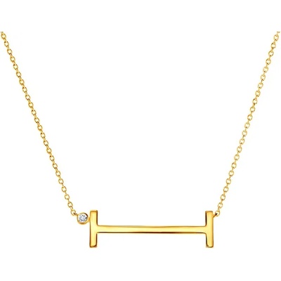 SAVICKI Колие с буква I: позлатено сребро. бял сапфир