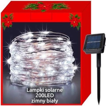 ISO 11398 Vianočný svietiaci struny Solárne 200 LED studená biela 22m