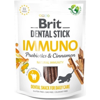 Brit Дентални пръчици Brit Dental Stick Immuno за силен имунитет с Имунопробиотици и канела- 7бр