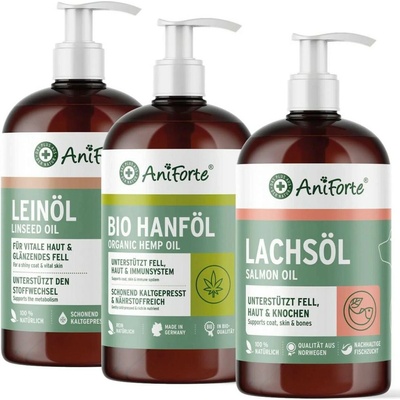 AniForte Olejový set pro psy kočky a koně velký 3x 500 ml