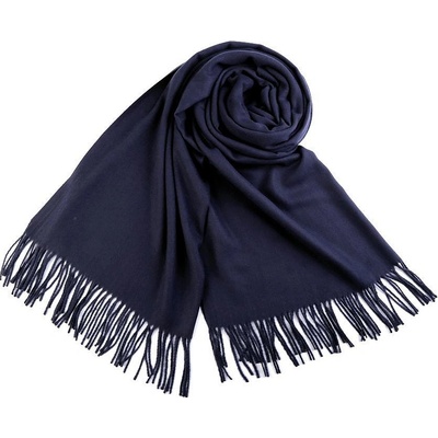 Šátek šála typu pashmina s třásněmi modrá pařížská – Zboží Mobilmania