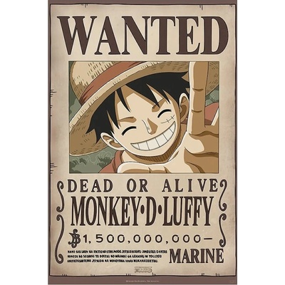 Plakát, Obraz - One Piece - Wanted Luffy, 61 × 91.5 cm