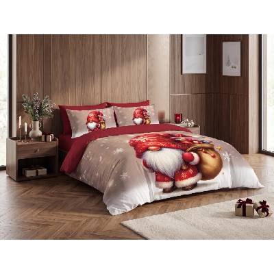 Textilomanie 3D obliečky z mikrovlákna SANTA GNOME červené 2x70x90 140x200