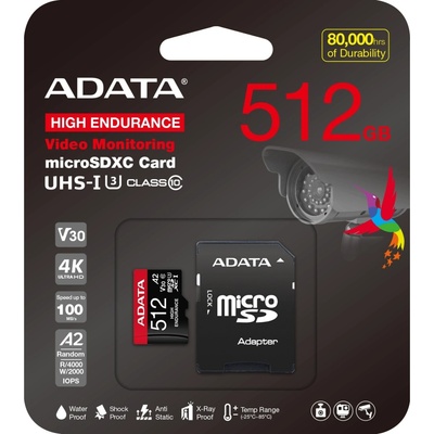 Adata High Endurance 512 GB microSDXC AUSDX512GUI3V30SHA2-RA1