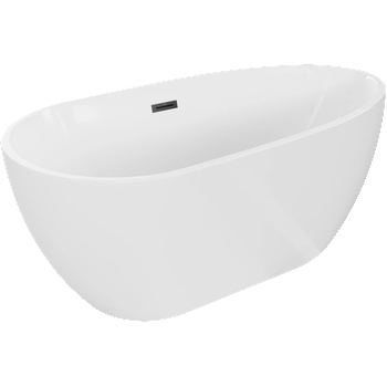 Mexen Eos самостоятелна вана 150 x 75 см, бяла, с черен преливник - 52471507500-70 (52471507500-70)
