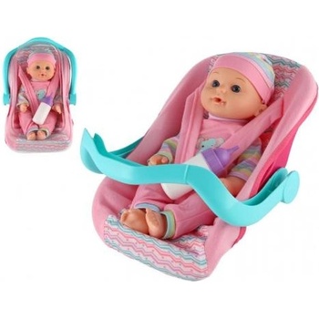 Teddies Кукла бебе 30см пластмаса в носилка/столче за кола с бутилка