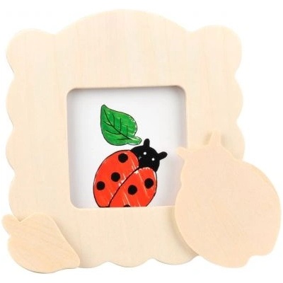 Goki - Дървена рамка за снимка за оцветяване и декорация - Калинка (SB301)