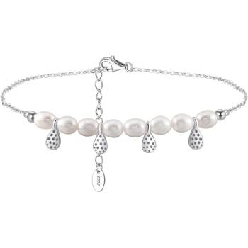 DELIS Сребърна гривна за глезен от проба 925, jw1533, модел с перли, с родиево покритие (jw1533)